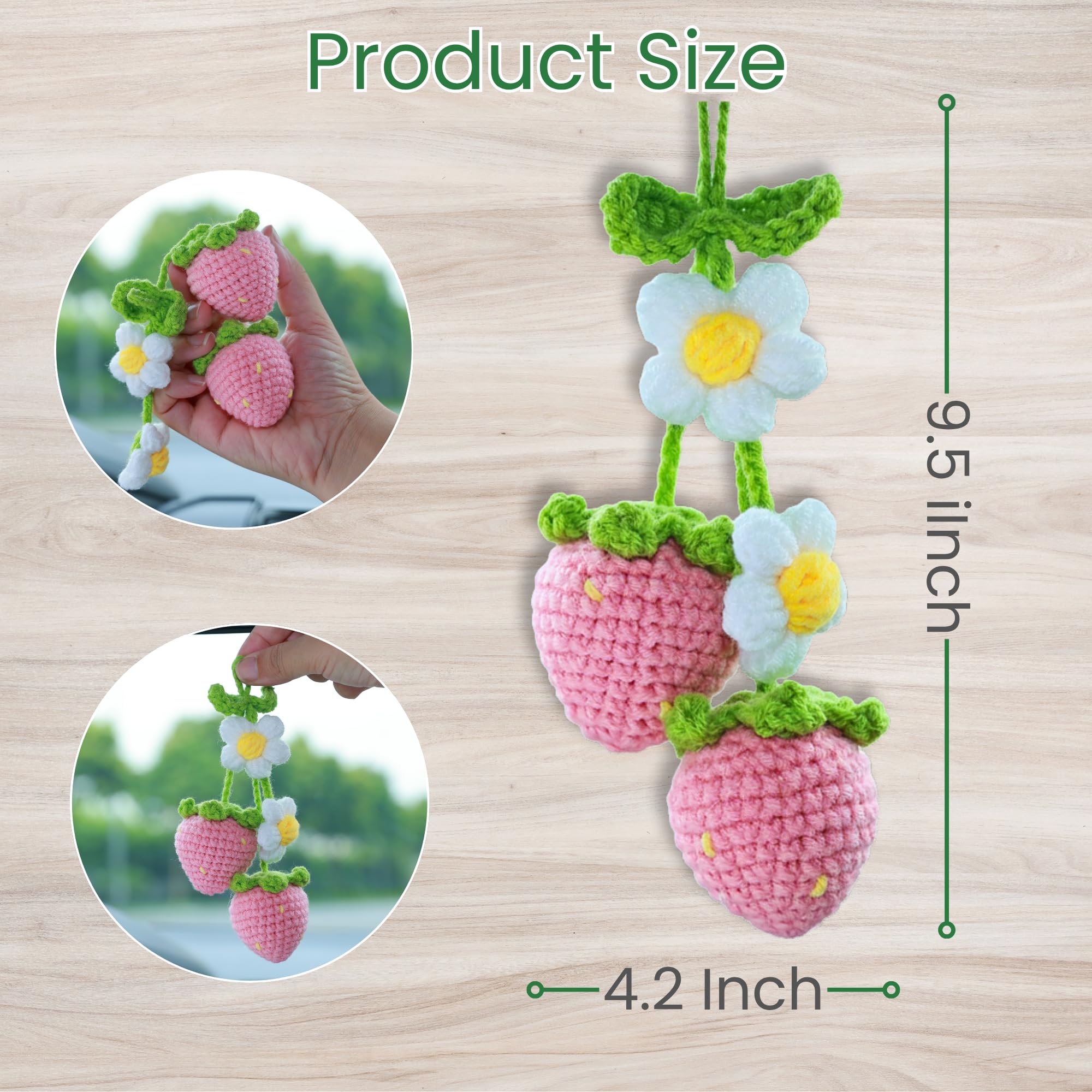 Amazon.com: Strawberry Car Mirror Ornament, Handmade Crochet Rear